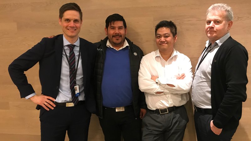 Fra venstre: Ole Gilje (SR-Bank), Einar Auestad (Sandnes Ulf), Helge Stangeland (EM1) og Ole Magnus Sirevåg (SR-Bank)