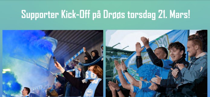 Husk supporter Kick-Off på Drøøs torsdag og generalprøve mot Bryne på lørdag!